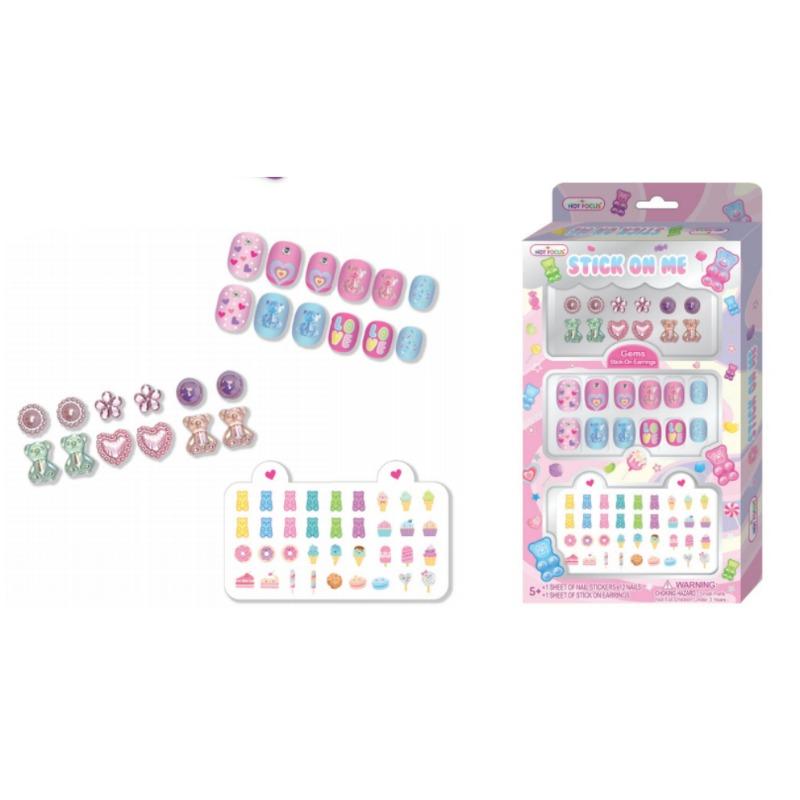 Hot Focus Stick On Me Gummy Bear Nail Stickers And Manicure Set