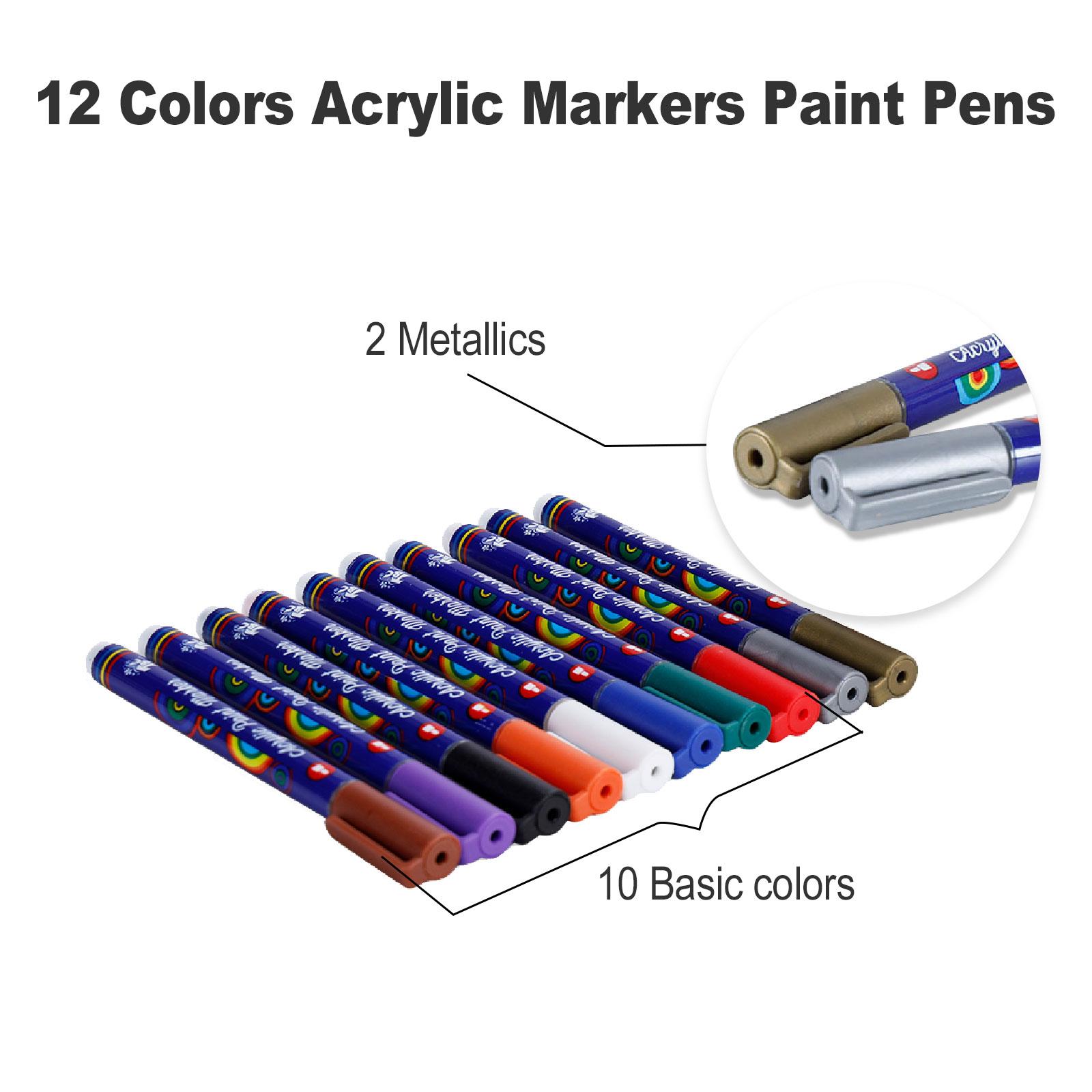 TBC Acrylic Paint Markers - 12 Colors