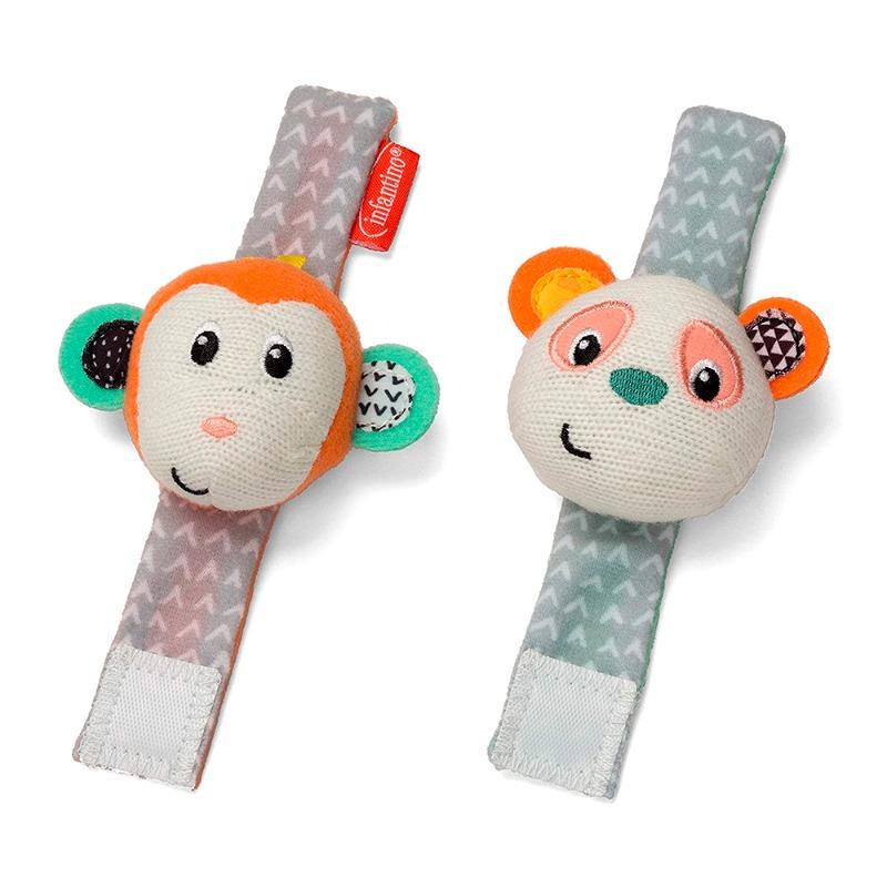 Infantino Wrist Rattles Monkey And Panda