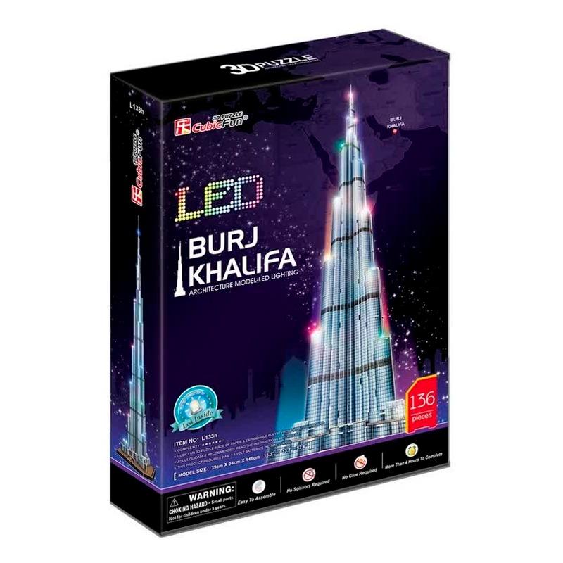كوبيك فن - برج خليفة المضيء ثلاثي الأبعاد 136 قطعة