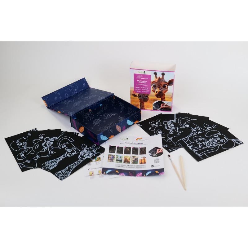 Sekoia Picamania My Tropical Families - Scratch Art Craft Set
