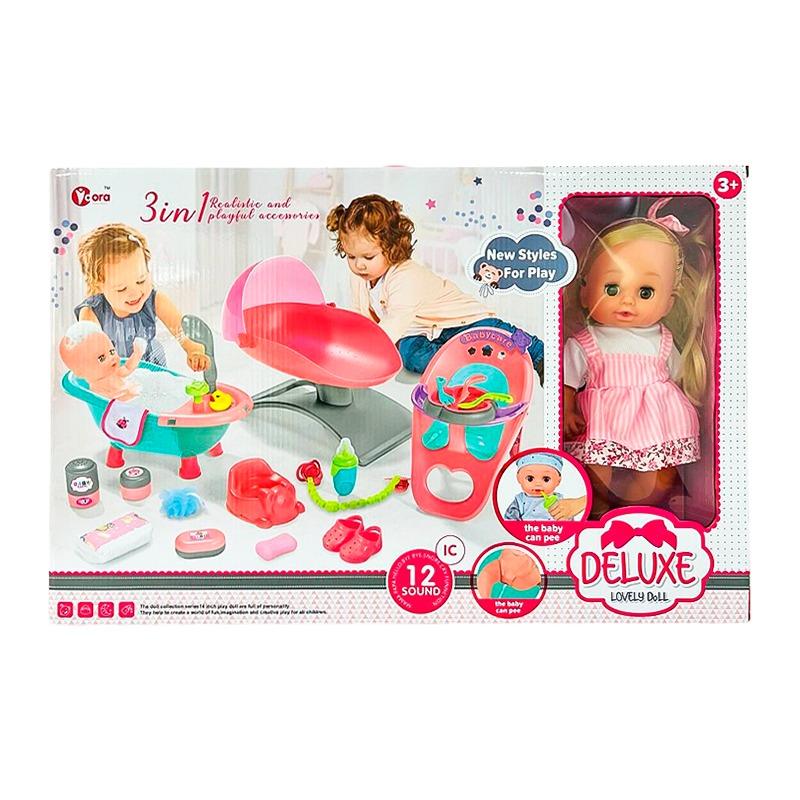 Vdora Deluxe Lovely Dolls Set With Acessories - Baby Pink Dress