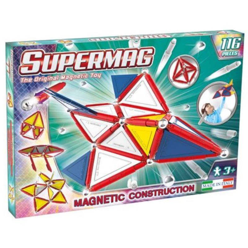 Supermag Tags Primary Magnetic Building Blocks - 116 Pcs