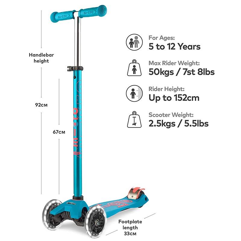 مايكرو ماكسي - سكوتر ديلكس مع إضاءة العجلات - أزرق