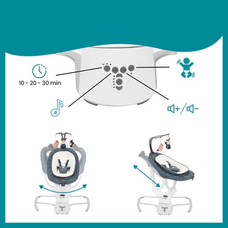 بيبي مووف - كرسي تهويدات الإسترخاء الهزاز للأطفال لون أزرق