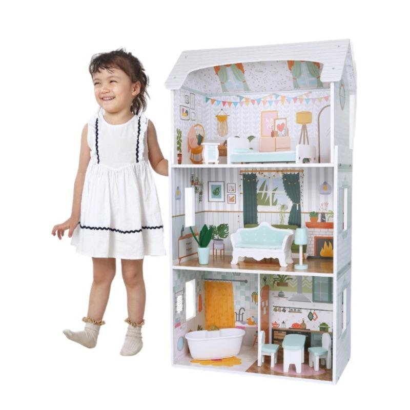 Edufun Wooden Dollhouse – 3-Story Playhouse