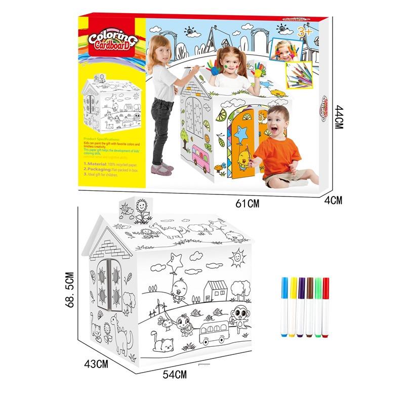 Coloring Cardboard 3D Doodle - Happy House