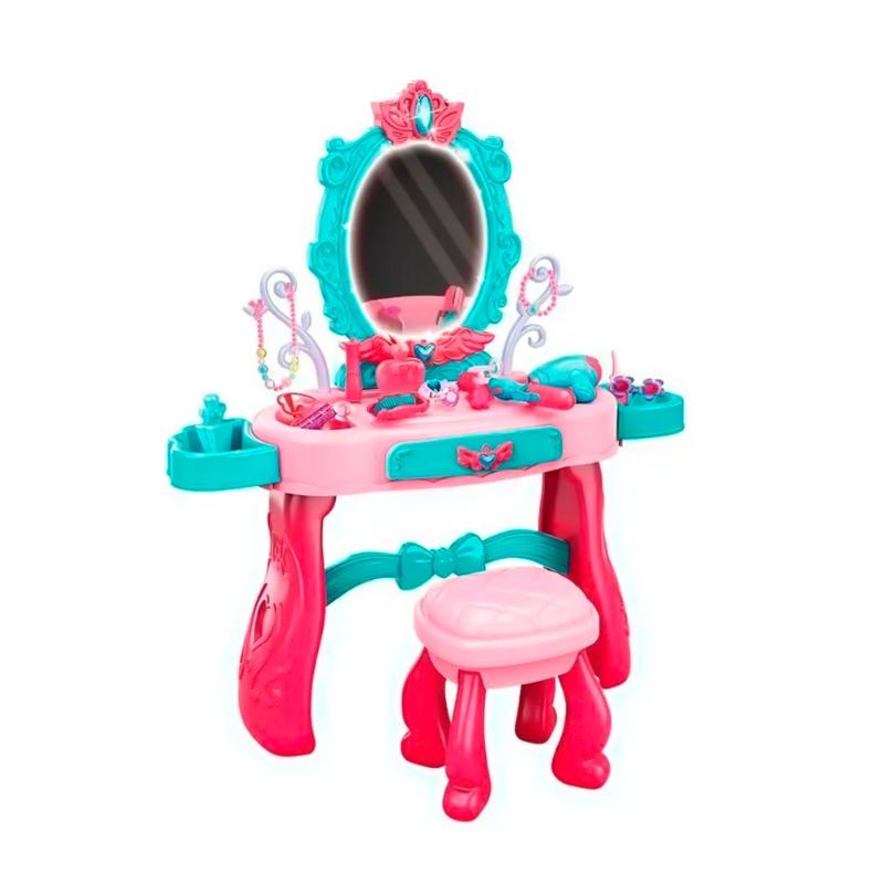Deao Toddler Vanity Makeup Table Toy with Mirror And Chair