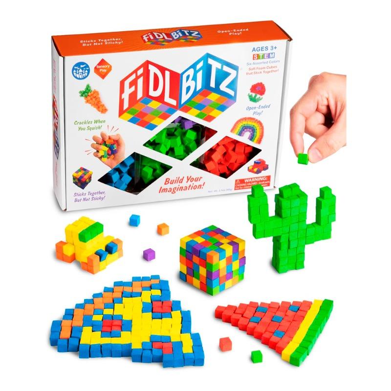 Fiddlepitz - Soft foam cubes that stick together with the Fiddlepitz Deluxe Collection Bag