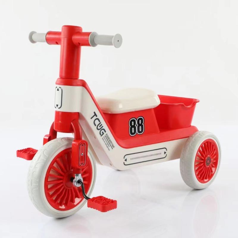 TOBBI Kids Tricycle Push Bike with Basket – Red