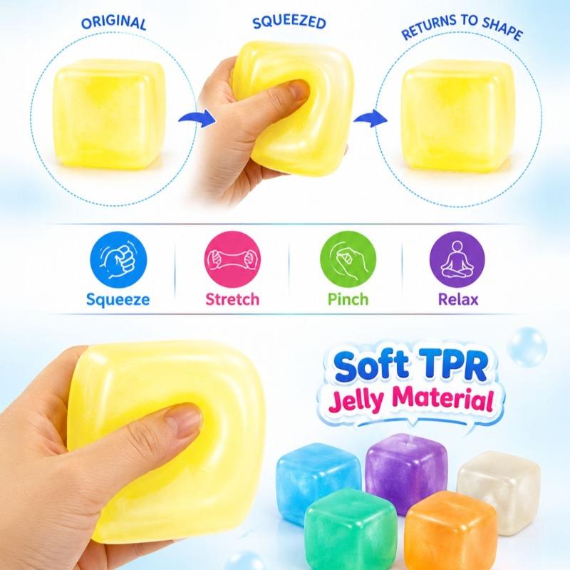 Squishy Bun Pearlescent Glue Cube 6cm – Assorted Colors