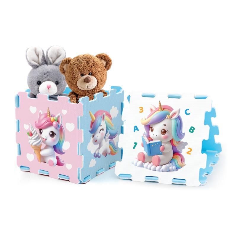 سجادة لعب بازل مطبوعة وحيد القرن الصغير من سنتا 8 قطع