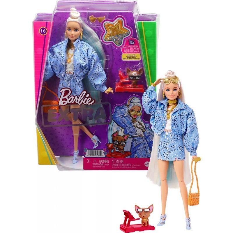 Barbie Extra Doll With Accessories And Dog - Blue