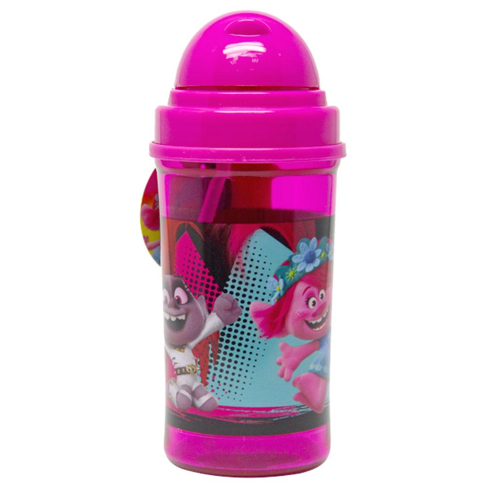 Trolls World Tour Water Bottle With Straw - Pink