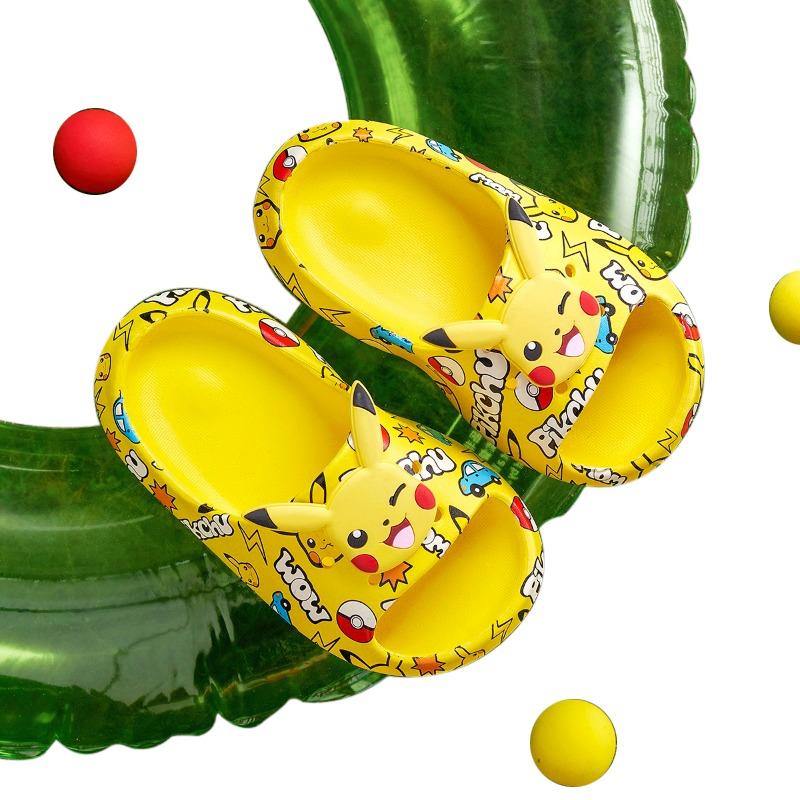 Cheerful Mario Pikachu Transfer Slippers Yellow