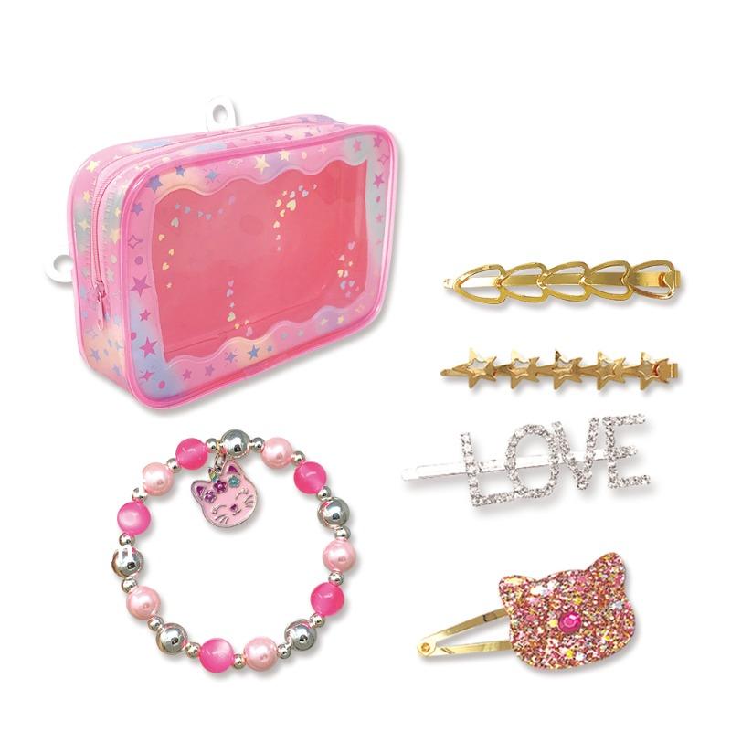 هوت فوكس - مجموعة إكسسوارات الشعر بتصميم القطة لون وردي