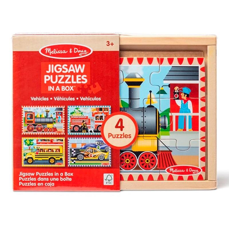 Melissa and Doug Vehicles 4-in-1 Wooden Jigsaw Puzzles