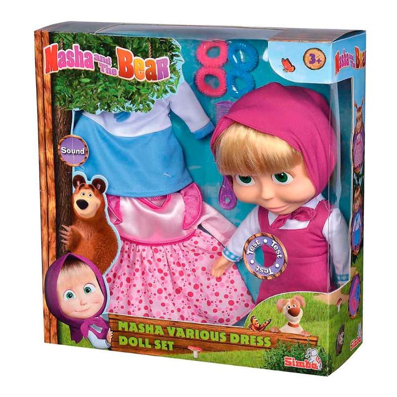 Simba Masha and The Bear Doll With 2 Extra Dresses 30cm
