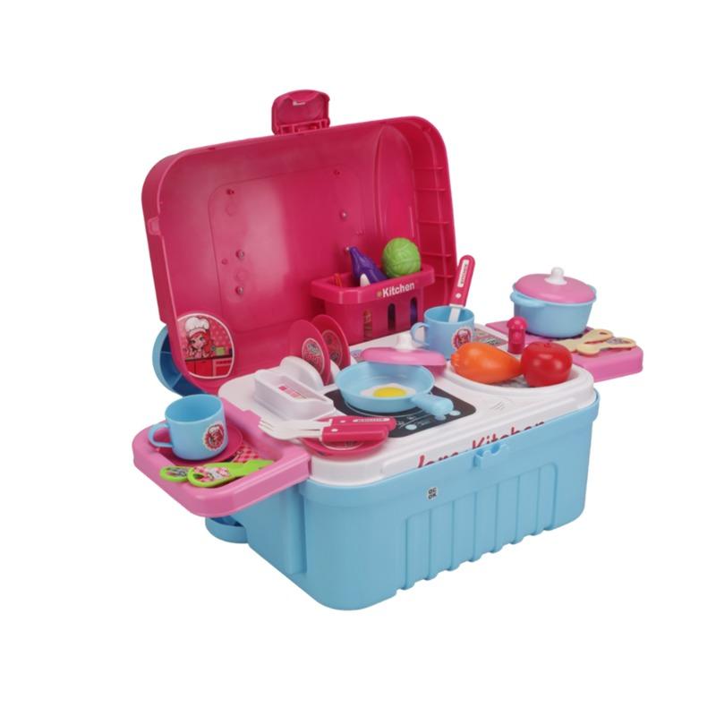 Big Trolly Kitchen Set With Fun Accessories Pink