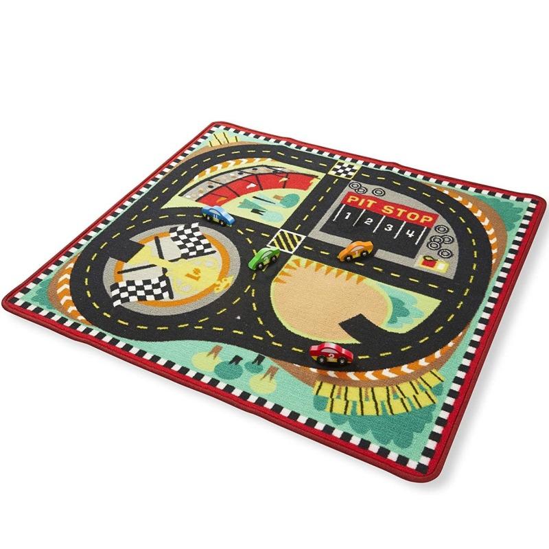 Melissa And Doug Round The Speedway Race Track Rug And Car Set