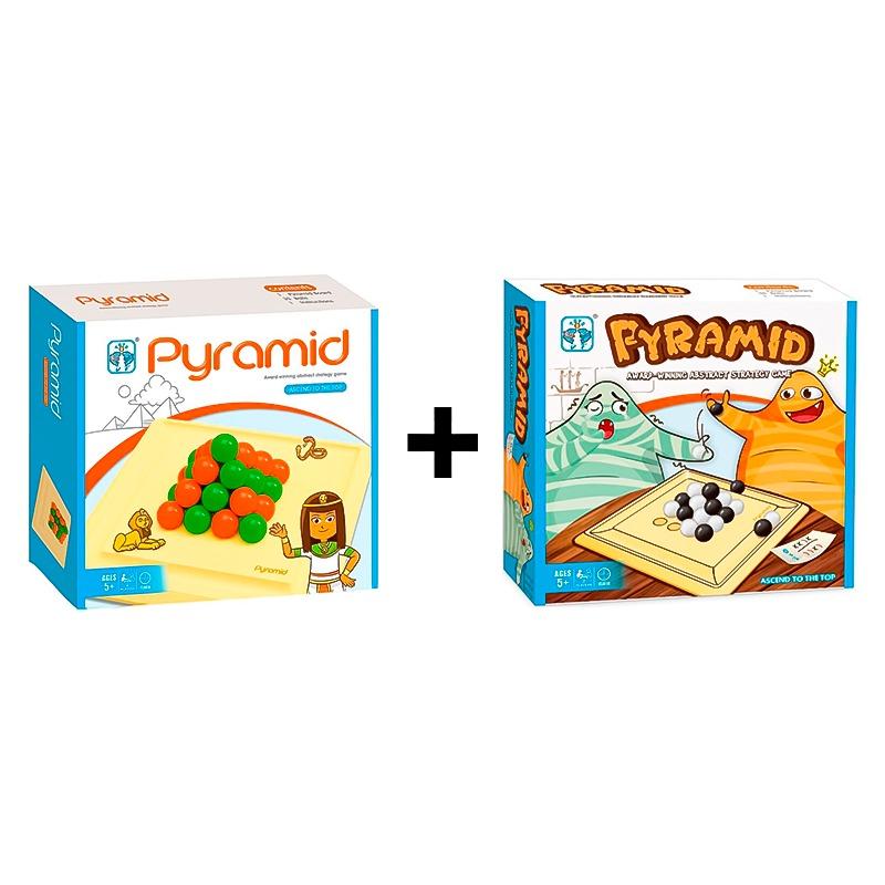 حزمة - لعبة هرم كرات التراص لون أبيض وأسود + هرم كرات التراص لون أخضر وبرتقالي