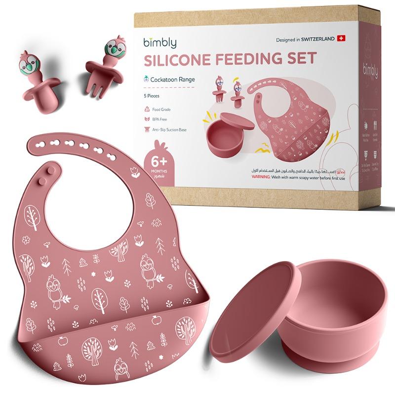 Bimbly Silicone Feeding Set 5 in 1 Pink