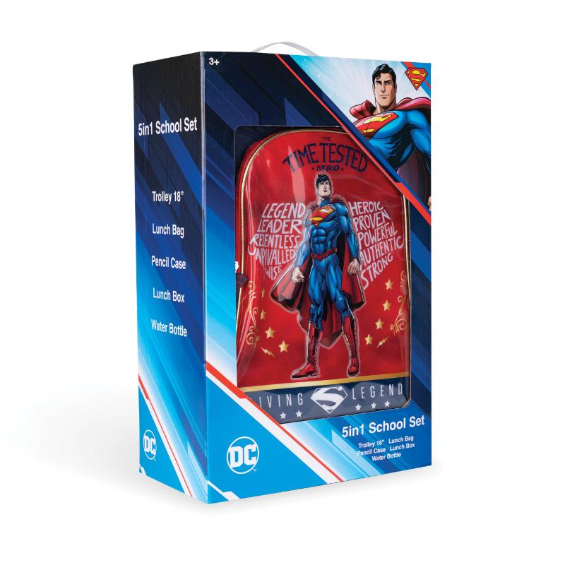 Warner Bros 5 in 1 Trolley School Bag Set - Superman Time Tested Hero