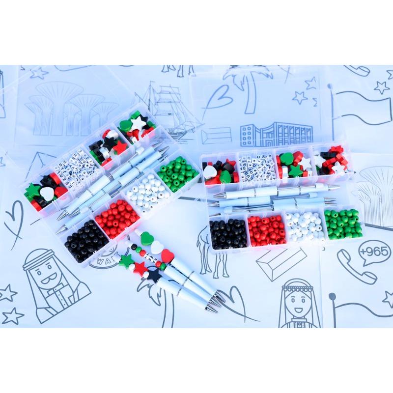Twinsco Pens With Beads - Colors Of The Kuwait Flag