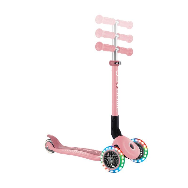 Globber Junior Foldable Kids Scooter with LED Lights – Pastel Pink
