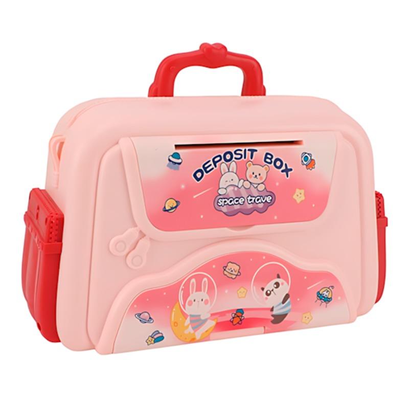 حقيبة وصندوق حفظ الأموال والمجواهرات لون وردي