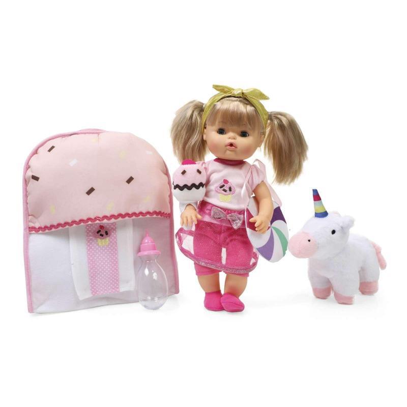 Bambolina Baby Nena Doll With Backpack & Plush Unicorn