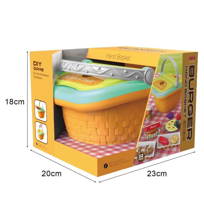 Burger Hand Basket 32pcs + Labyrinth Track Police Car 34pcs Bundle