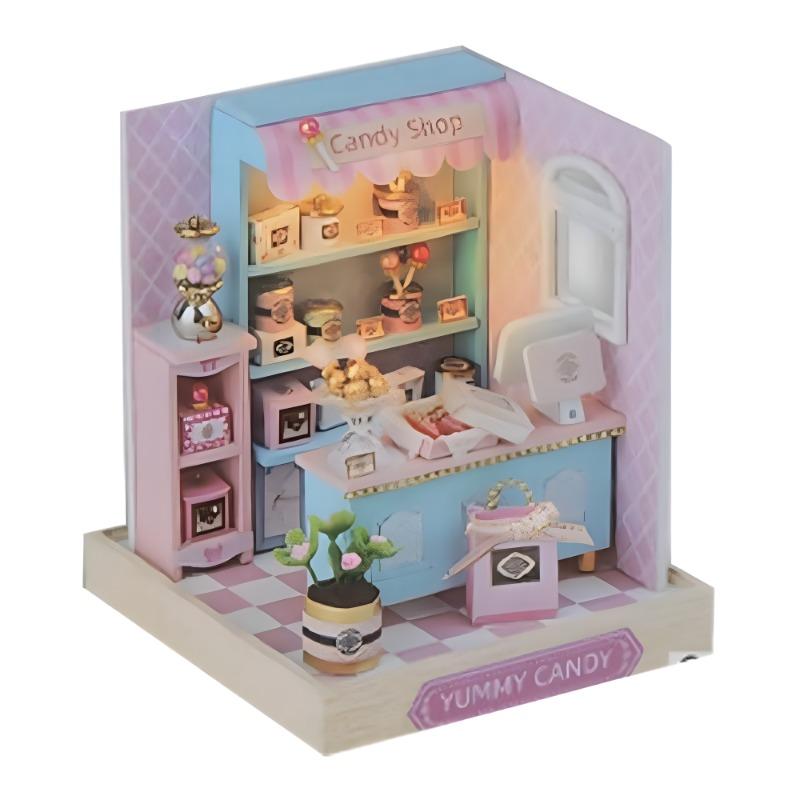 زاوية غرفة السعادة الخشبية المضيئة