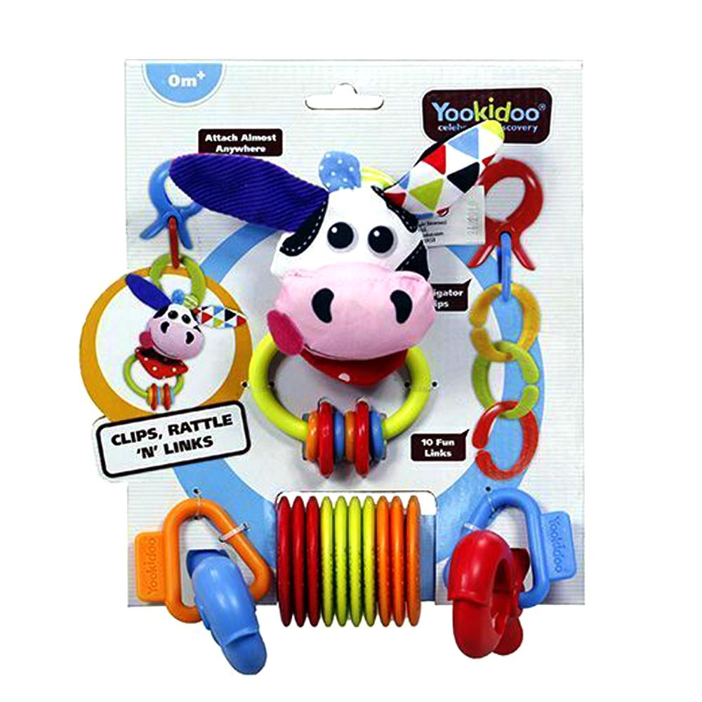 Yookidoo Clips Rattle N Links A Multi Purpose Set - Cow