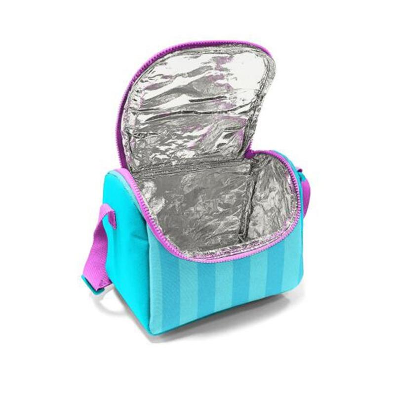 كورال هاي كيدز - حقيبة غداء حرارية مخططة باللون الوردي الفيروزي