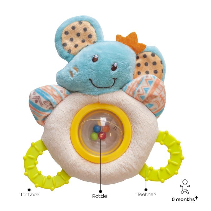 Moon Elephant Design Baby Soft Rattle Teether
