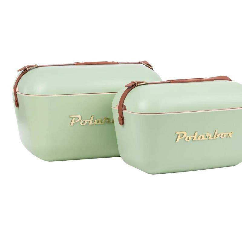 Polarbox Retro Classic Cooler Box – Olive Green with Brown Leather Strap – 12L