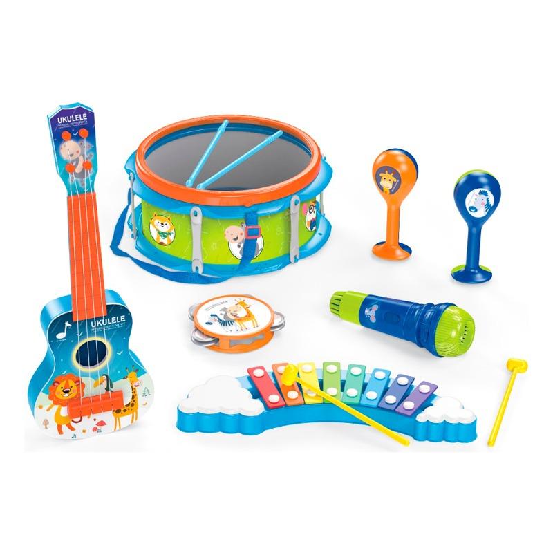 مجموعة لعب الادوات الموسيقية 11 قطعة لون أزرق
