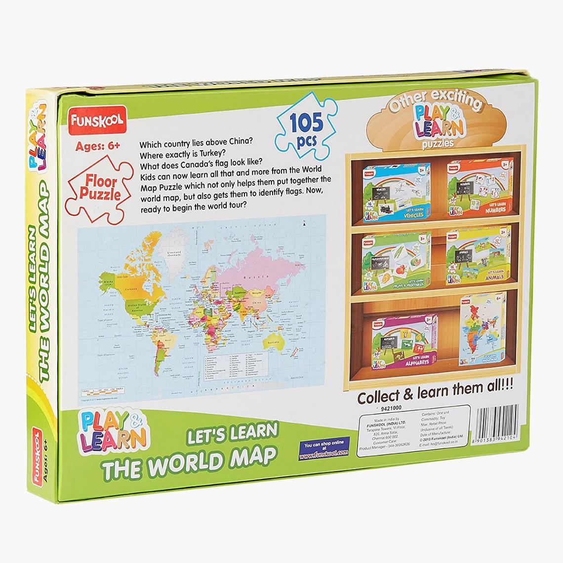 فن سكول - دعونا نتعلم لغز خريطة العالم - 105 قطعة