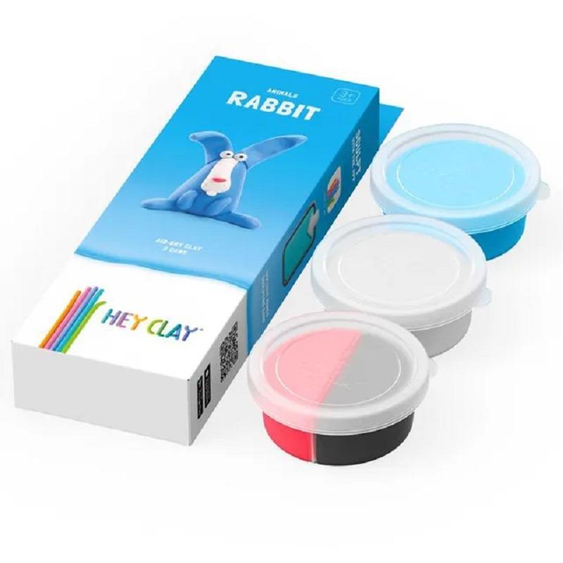 Hey Clay DIY Rabbit Plastic Modelling Air Dry Clay Kit - 3pcs