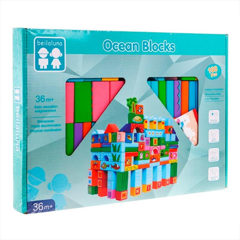 Beilaluna - Wooden Ocean Building Blocks - 100 Pcs