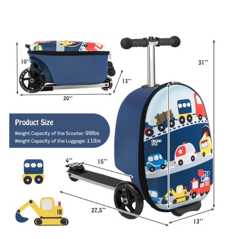 Costway 2 in 1 Foldable Scooter Bag with LED Wheels Car Design