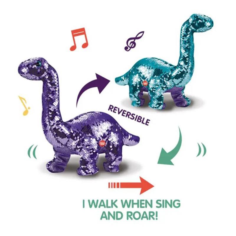 Fur Star Roaring or Singing Adorable Plush Animal RC Dinosaur - Colored Sequins