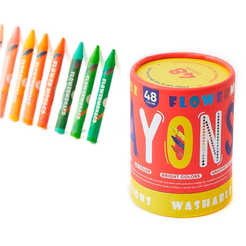 Lebze Flower Monaco Crayons 48 Colors Pointed Tips