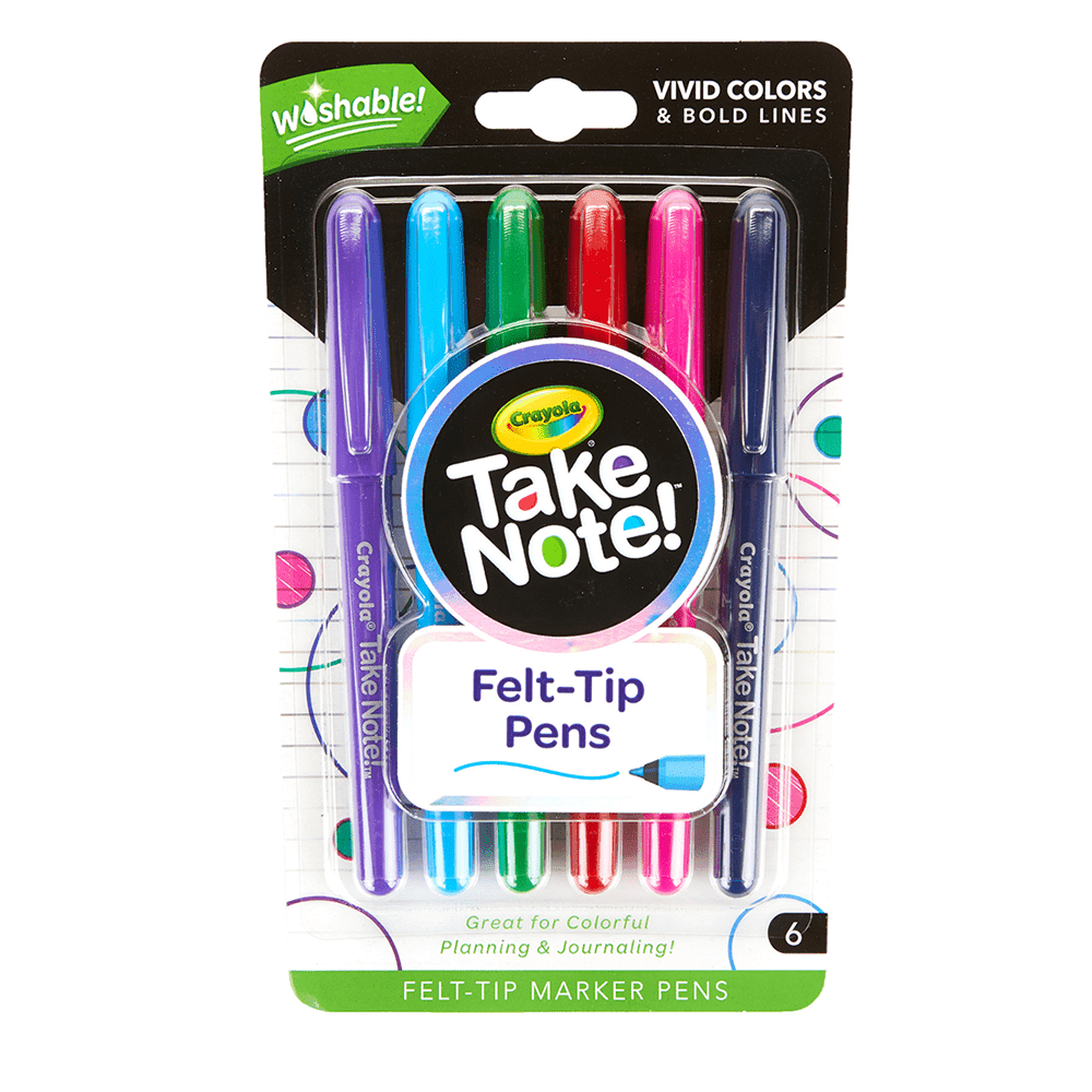 Crayola Take Note Washable Felt Tip Pens - 6 Count