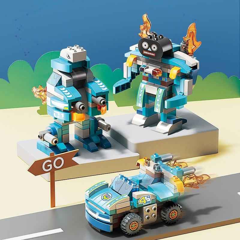 فييلو طقم بناء سيارة شرطة سباق قابلة للتحويل – 182 قطعة للأطفال