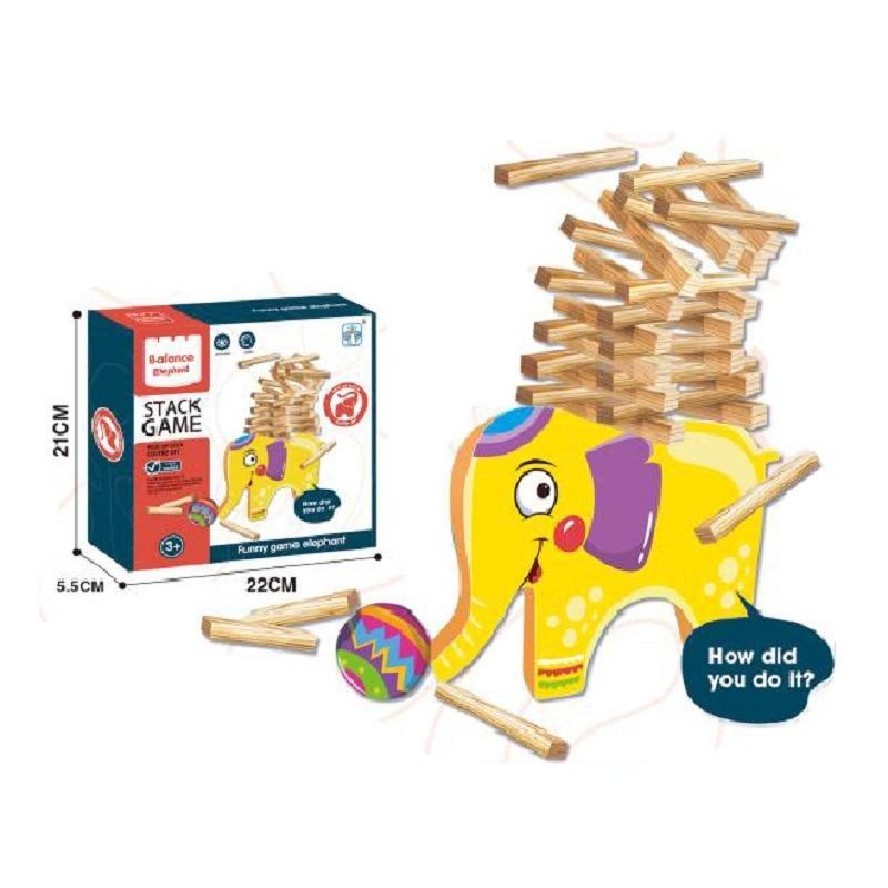 حزمة لعبة كتل التكديس والتركيب بتصميم الفيل + مجموعة لعب مضرب تنس