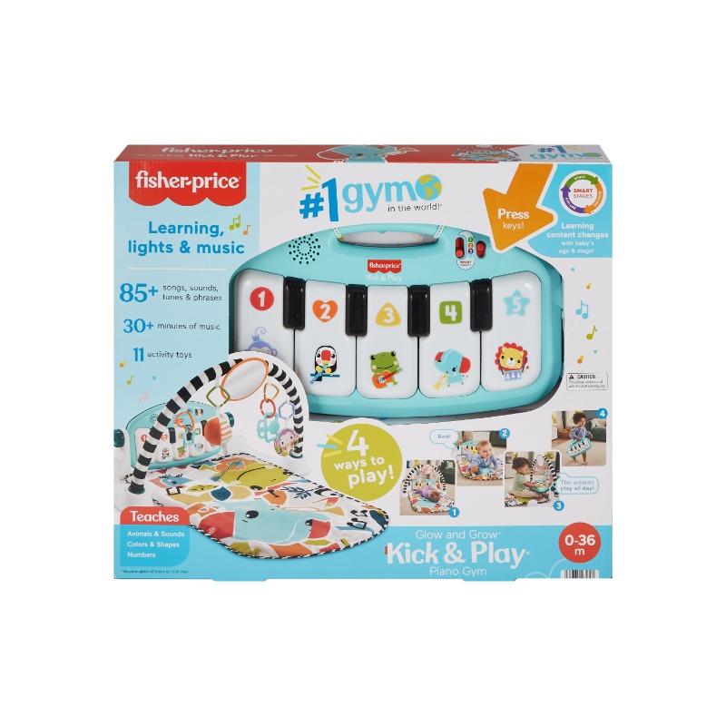 Fisher Price Glow and Grow Kick and Play Piano Gym- Blue