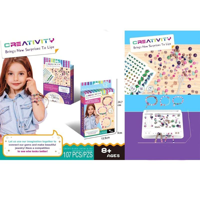 مجموعة أدوات صنع المجوهرات من الخرز الملون للأطفال