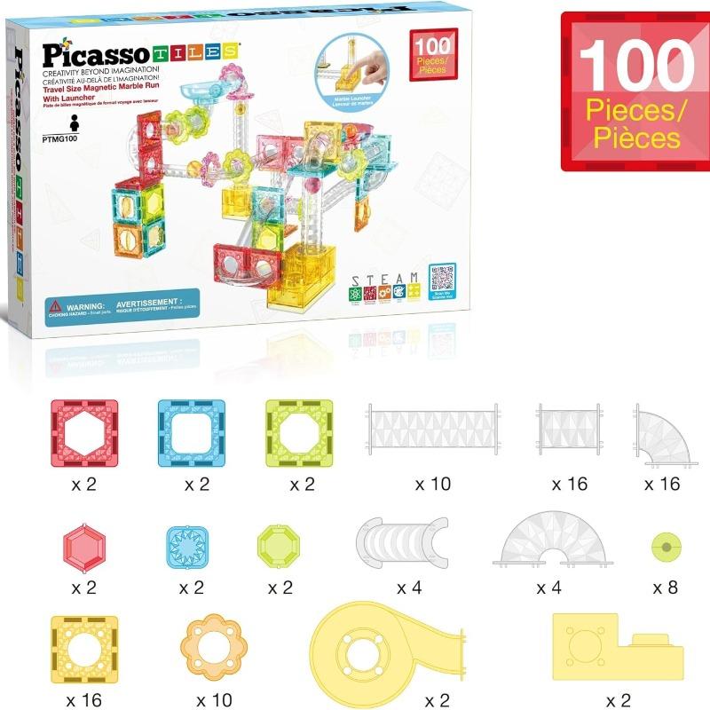 PicassoTiles Magnetic Marble Run Travel Set